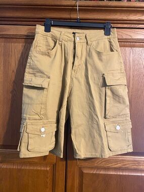 American Bazi Mustard Tan Cargo Shorts with Multiple Pockets